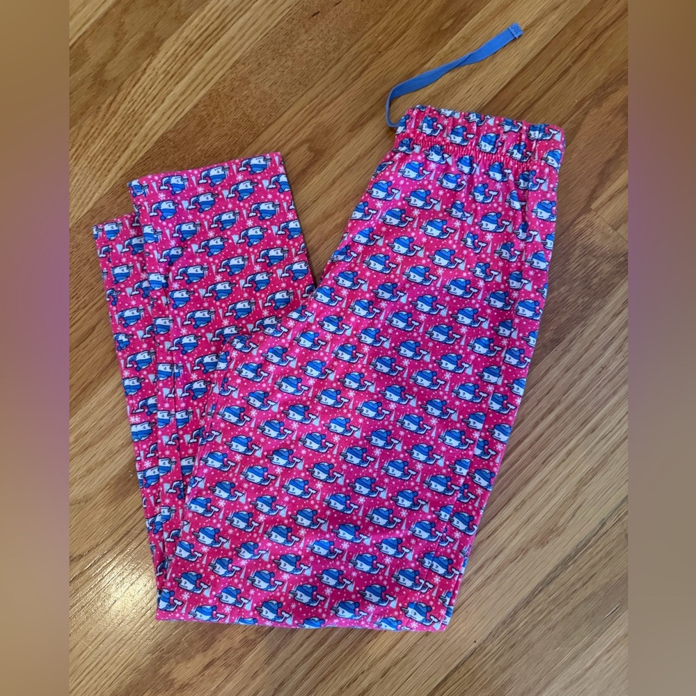Vineyard Vines Girls Pink Pajama Pants with Snowman Whale Print